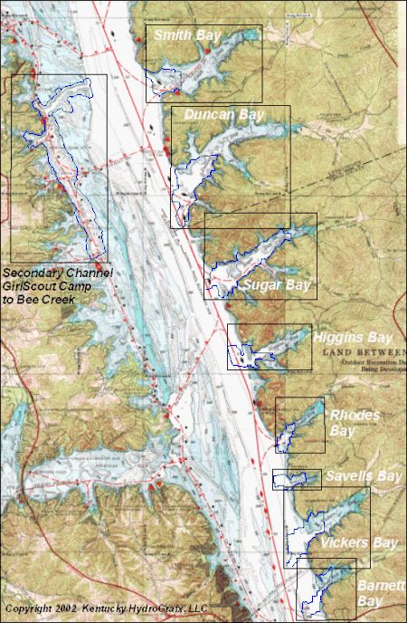 Kentucky Lake Topographic Map KY Lake East Side Bays (north)